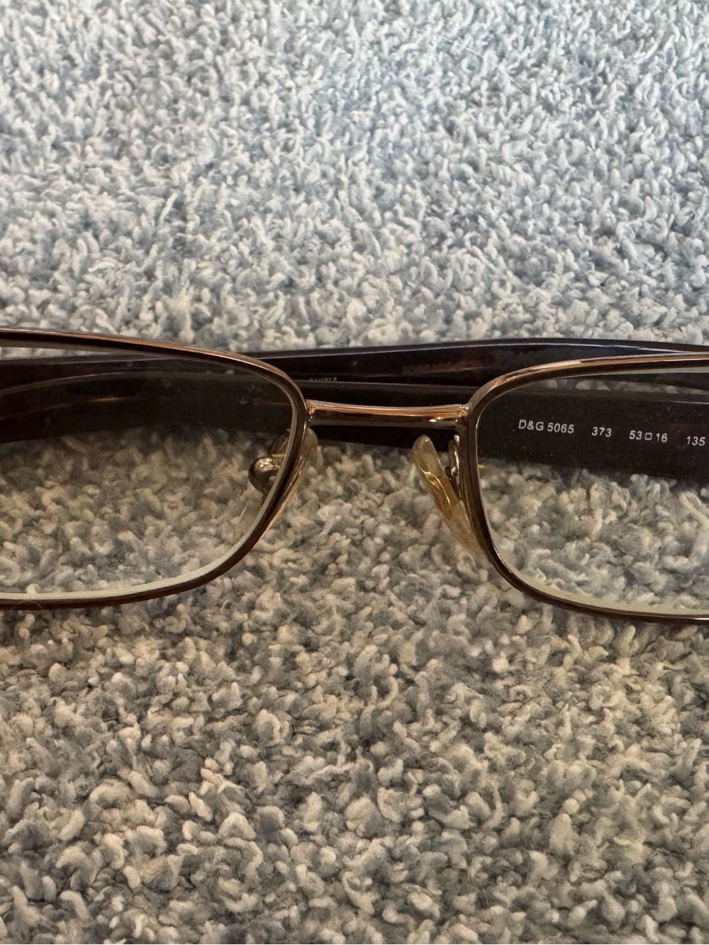 D&G Brown and Gold Rectangular Metal Eyeglasses
